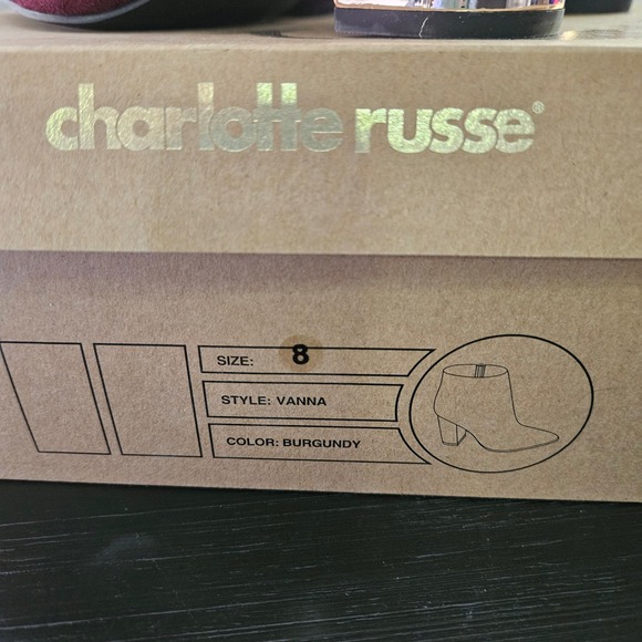 Charlotte Russe Vanna Burgundy Suede Pointed Toe Block Heel Booties Size 8 - Picture 7 of 9